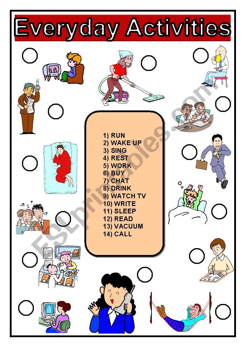 Everyday Activities ESL Worksheet By Mr Maru