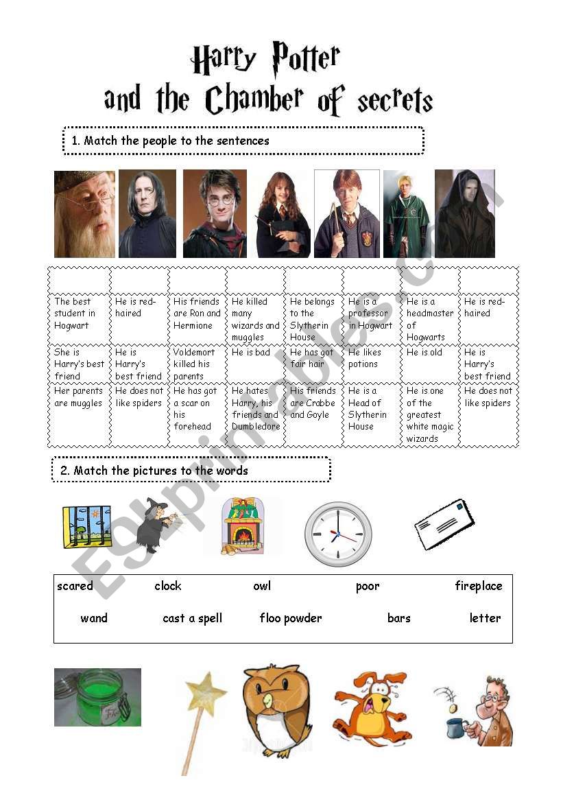 Harry Potter and the Chamber of Secrets (TWO PAGES activities+watching
