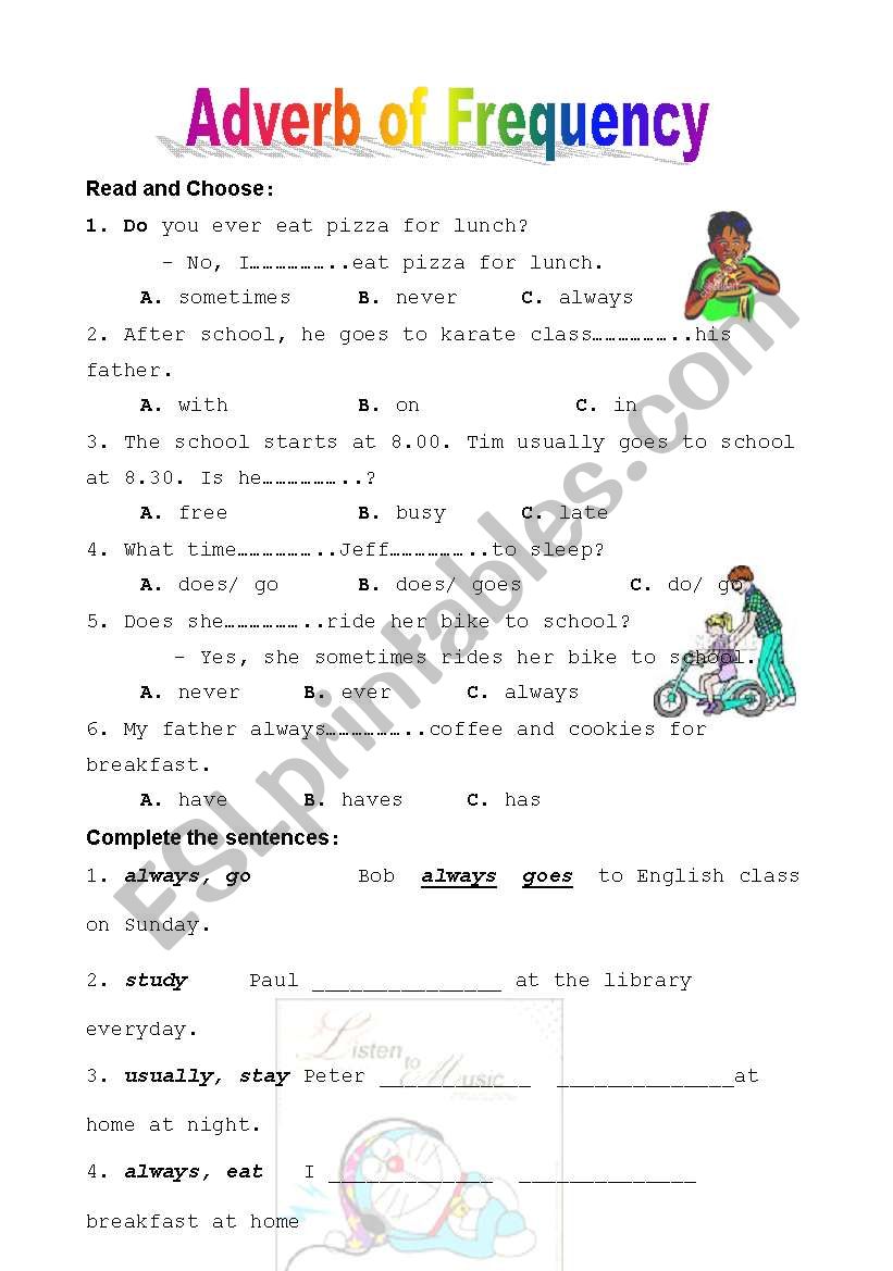 English Worksheets Adverb Of Frequency