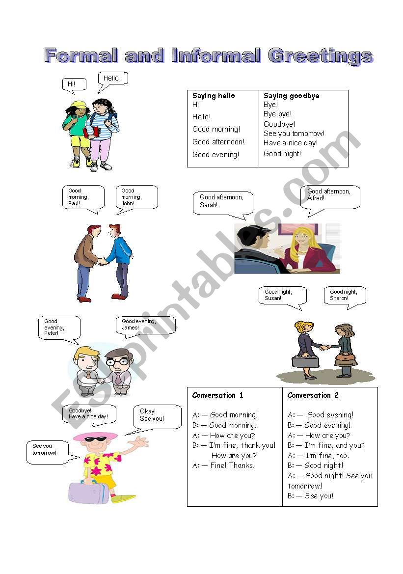 Formal Vs Informal English Worksheet