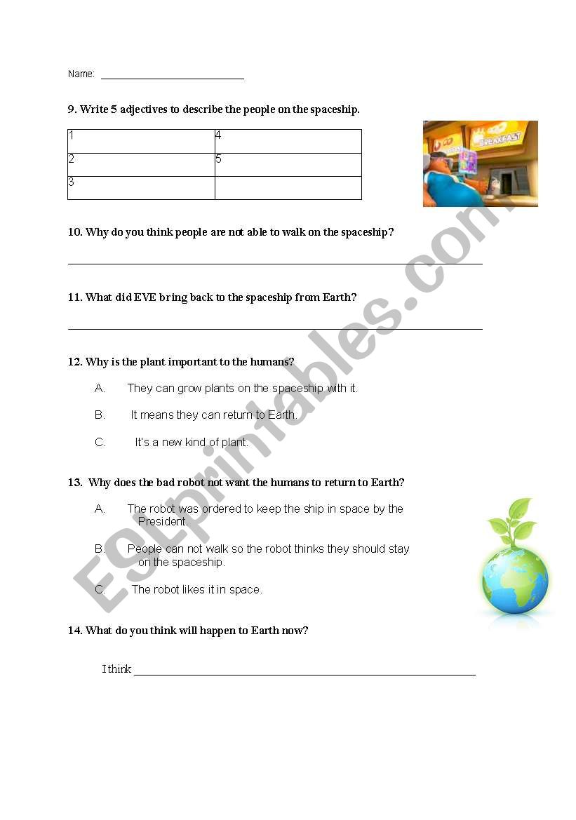 worksheet Wall E Movie Worksheet english worksheets wall e movie worksheet