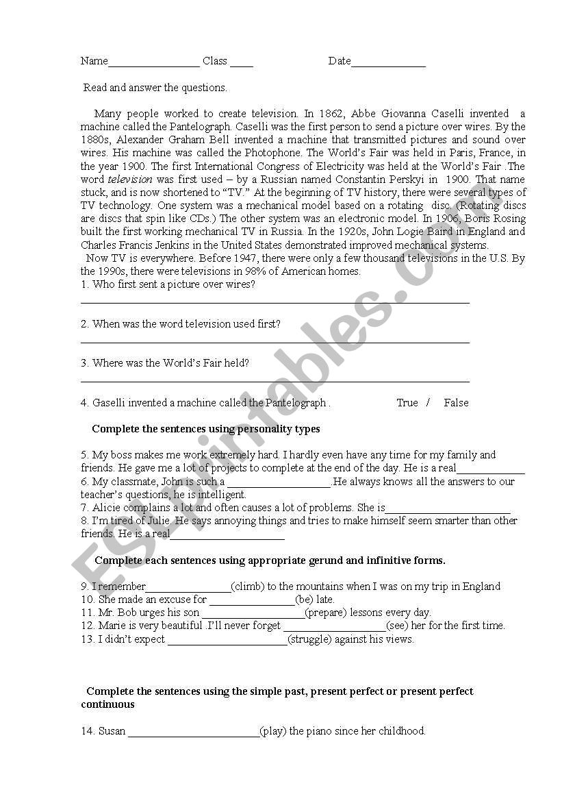 progress-test-year-8-esl-worksheet-by-teamplayer