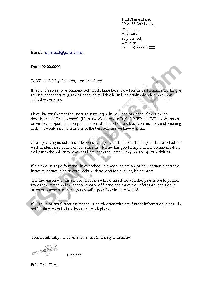 How To Give A Reference Letter