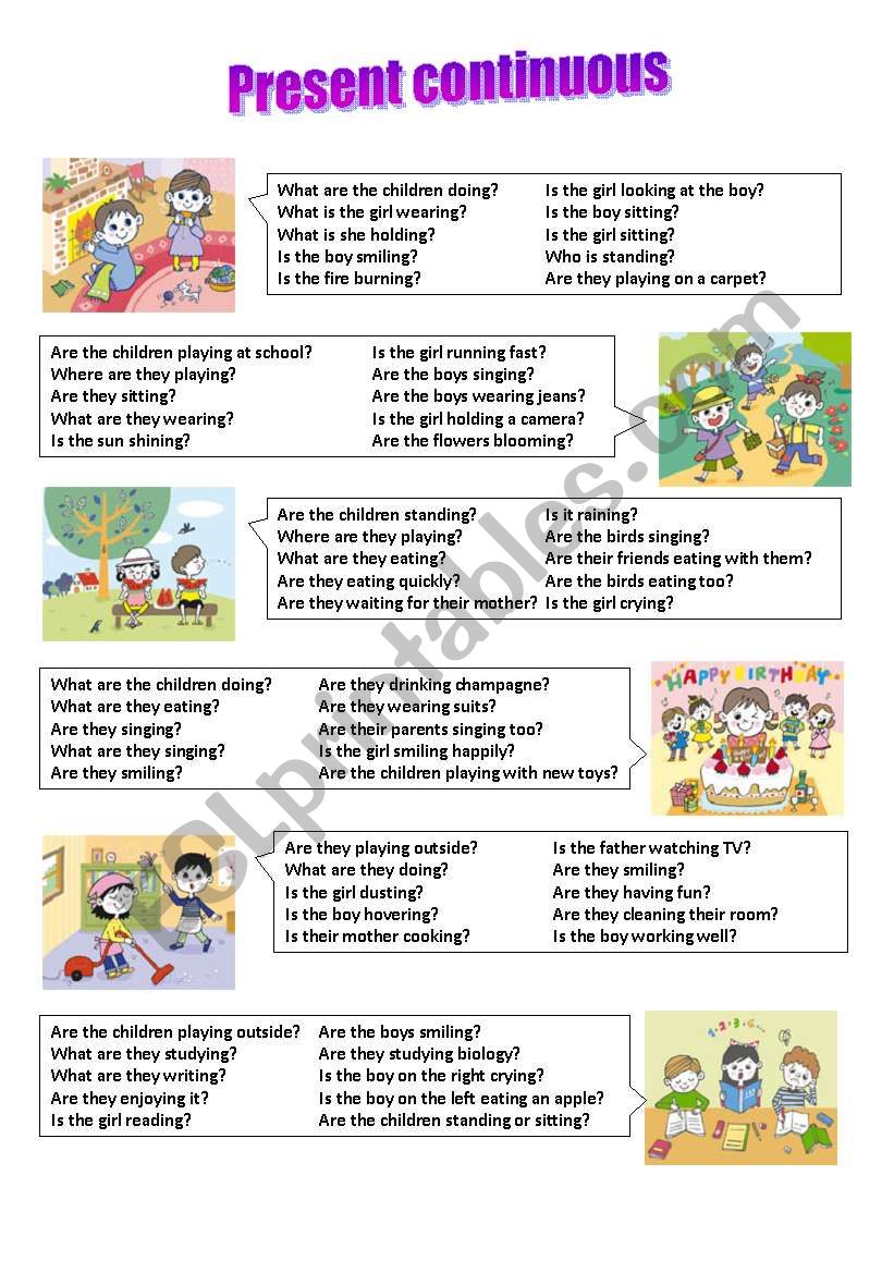 Present Continuous Easy Conversation Esl Worksheet By Mariana X