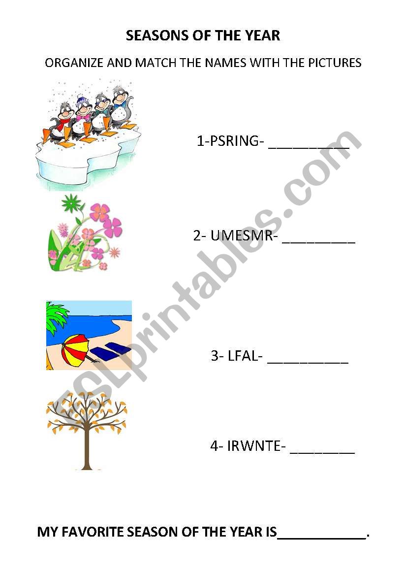 Seasons of the year - ESL worksheet by bibsyeap