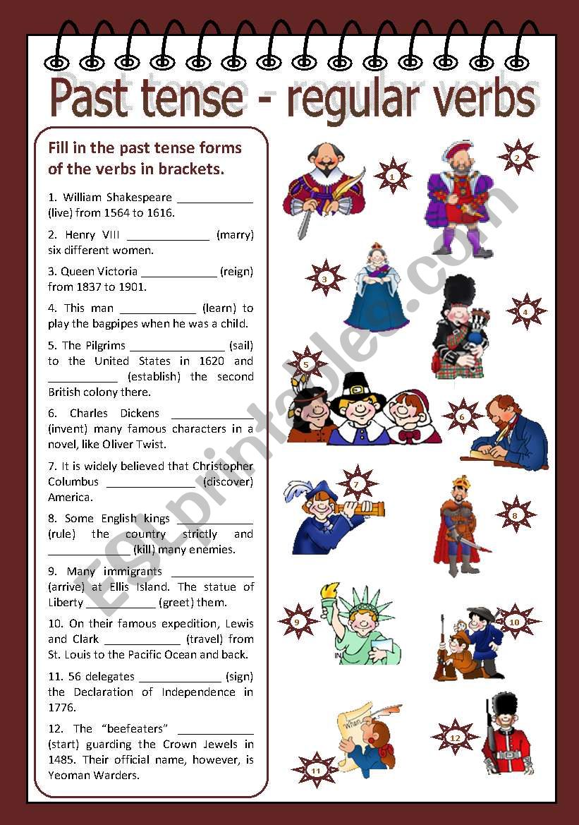 Simple Past Tense Regular Verbs English Esl Worksheets Images