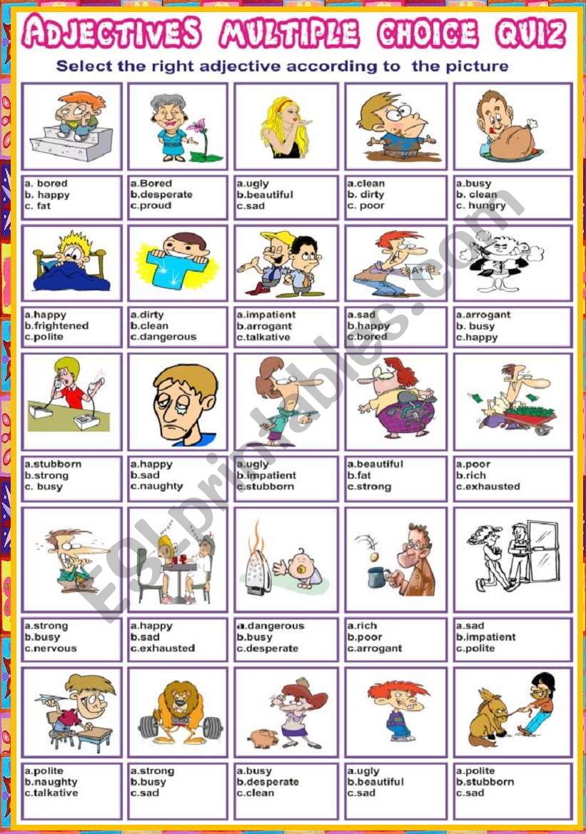 english-worksheets-adjectives-multiple-choice-quiz