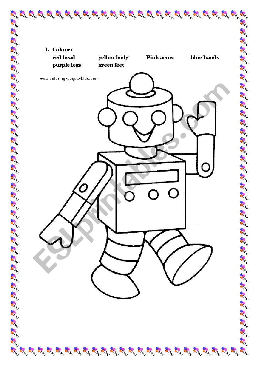 English worksheets: Robots coloring page