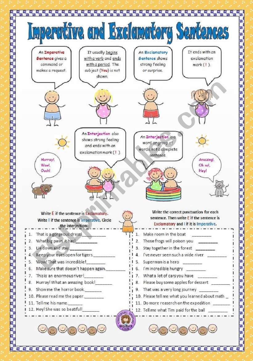 Imperative And Exclamatory Sentences Worksheets With Answers