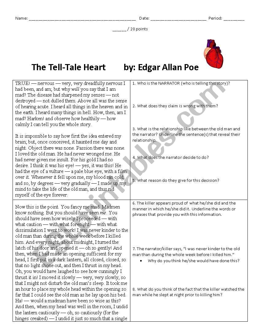 The Tell Tale Heart Worksheet Answers