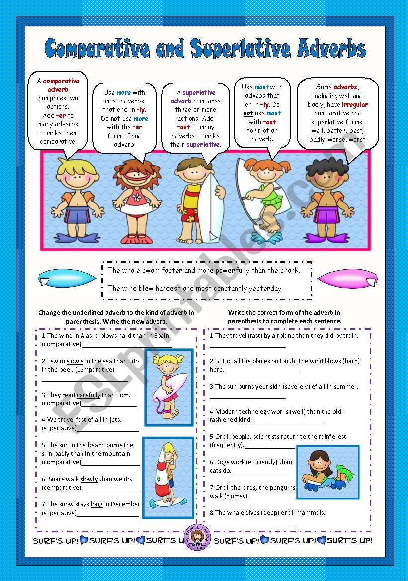 Adverb Comparative Worksheets
