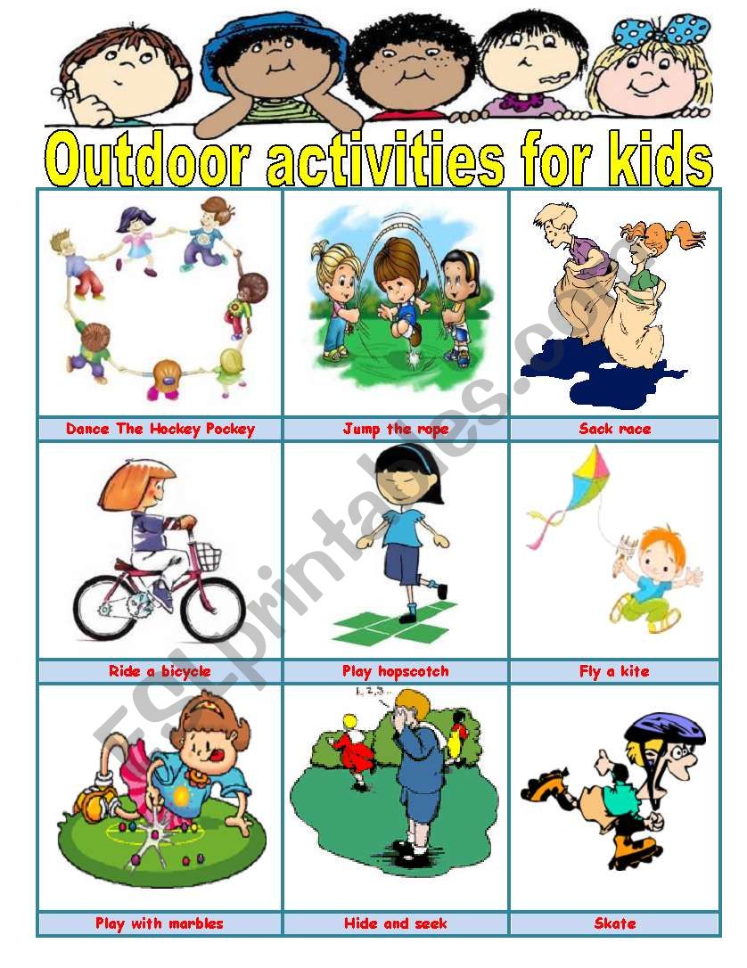 Outdoor activities for kids ESL worksheet by ivettemoreno