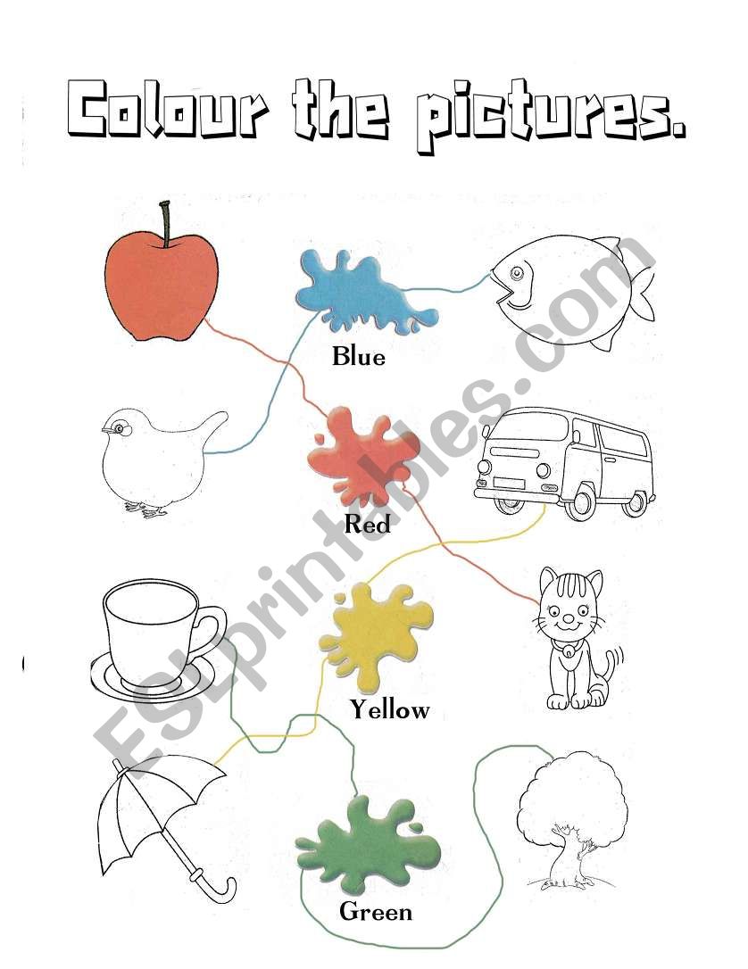 English worksheets colours  kindergarten