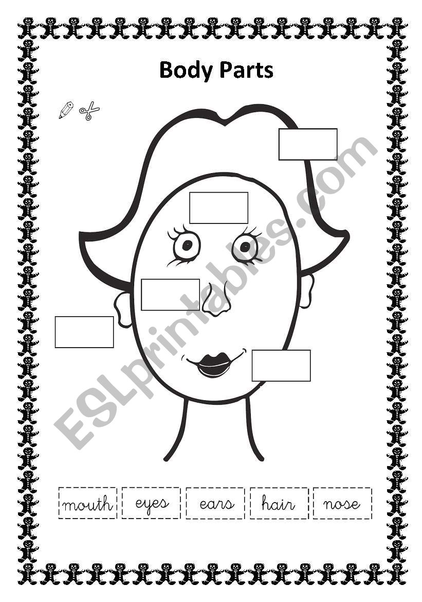 English worksheets: parts of face