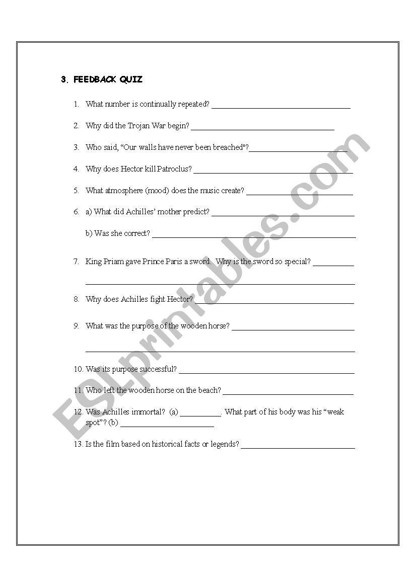 worksheet Troy Movie Worksheet english worksheets troy movie worksheet