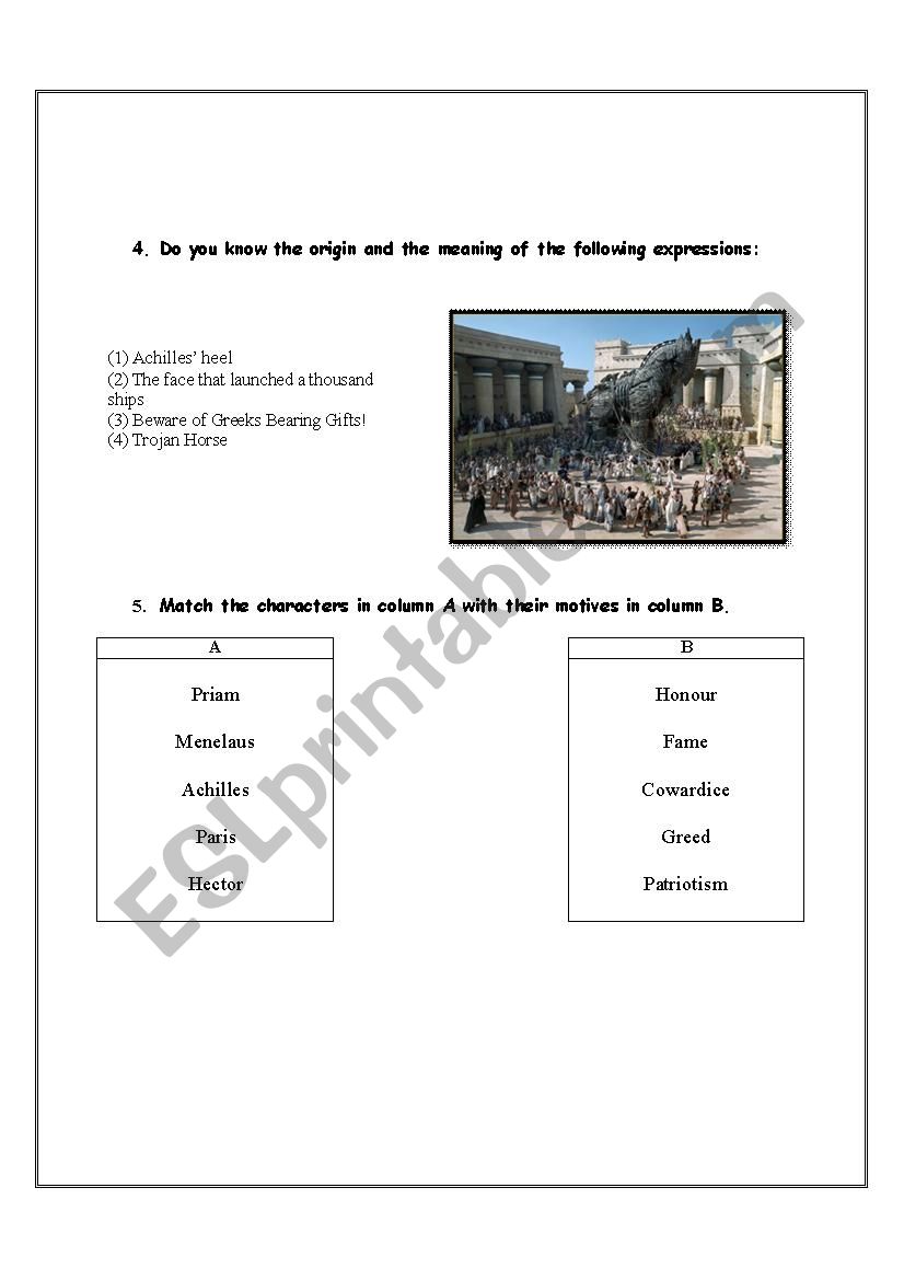 worksheet Troy Movie Worksheet english worksheets troy movie worksheet