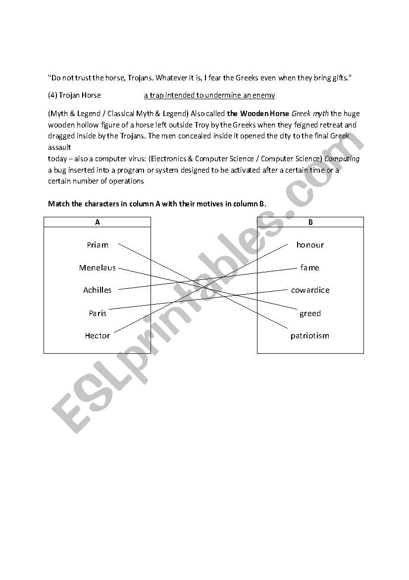 worksheet Troy Movie Worksheet english worksheets troy movie lesson memo answer key