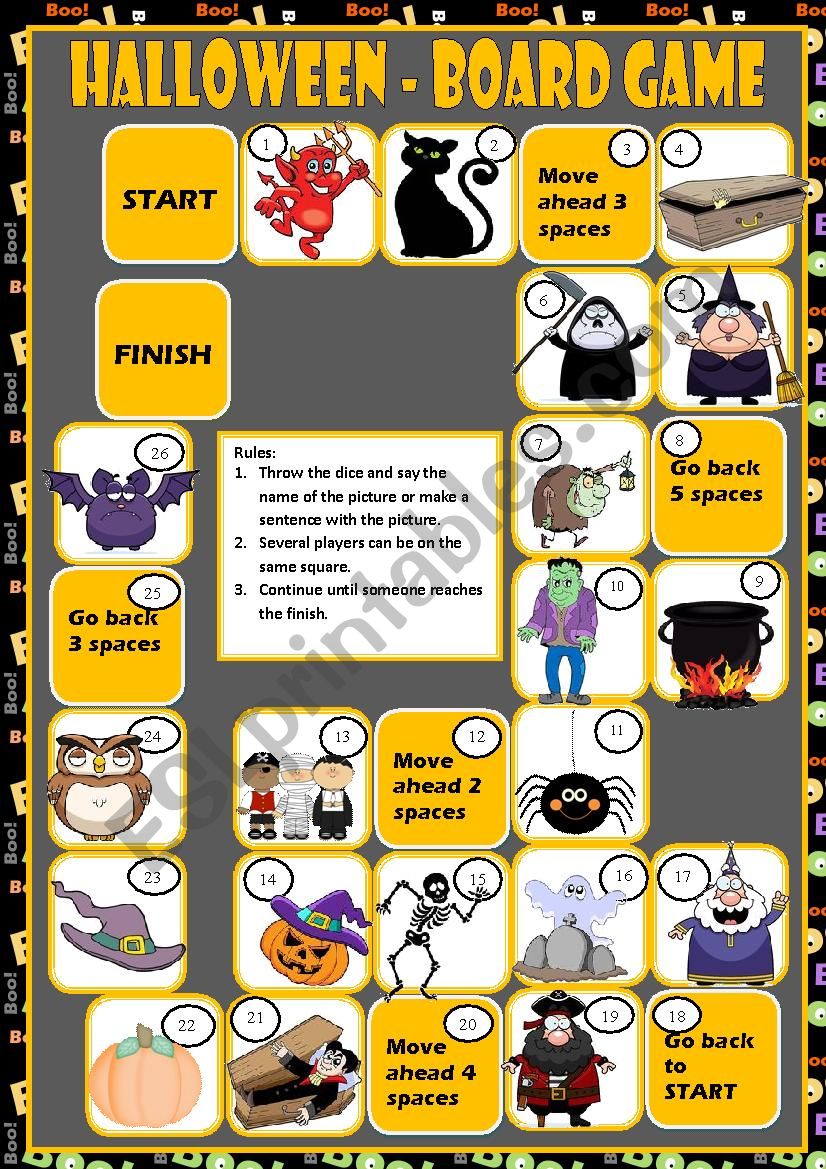 HALLOWEEN BOARD GAME ESL Worksheet By Macomabi