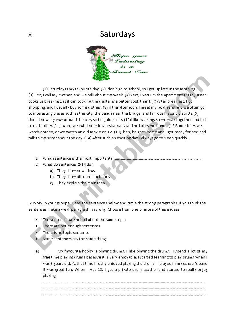 English Worksheets How To Write Supporting Sentences 