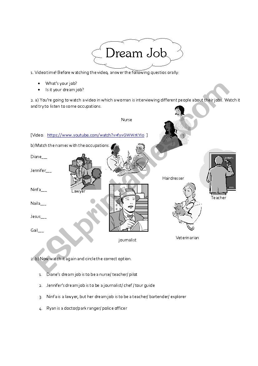 Dream Job ESL Worksheet By ConstanzaSanc