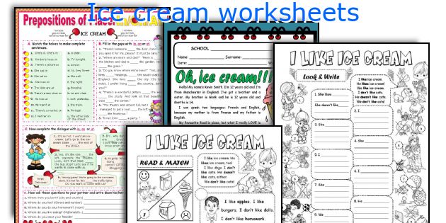 Ice cream worksheets