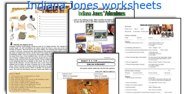 Indiana Jones worksheets