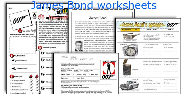 James Bond worksheets