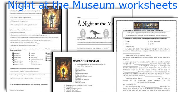 Night at the Museum worksheets