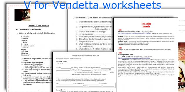V for Vendetta worksheets
