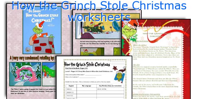 How the Grinch Stole Christmas worksheets