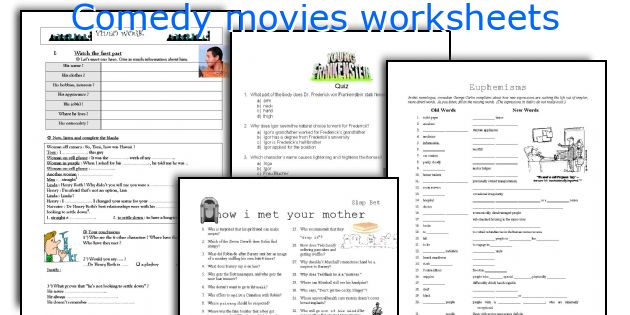 Comedy movies worksheets