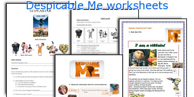 Despicable Me worksheets