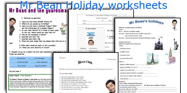 Mr Bean Holiday worksheets