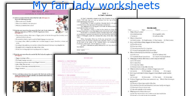 My fair lady worksheets