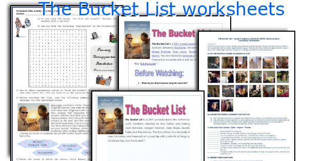 The Bucket List worksheets