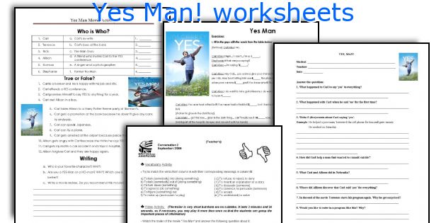 Yes Man! worksheets