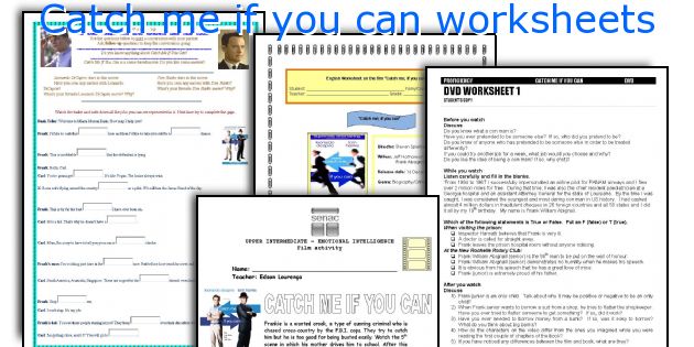 Catch me if you can worksheets