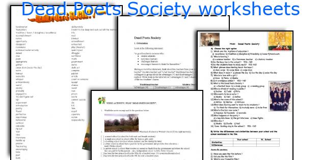 Dead Poets Society worksheets