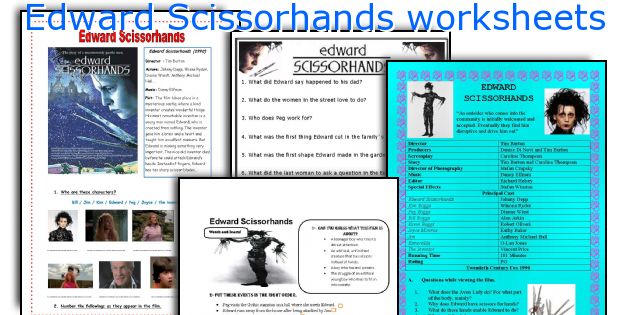 Edward Scissorhands worksheets