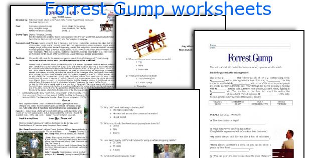 Forrest Gump worksheets