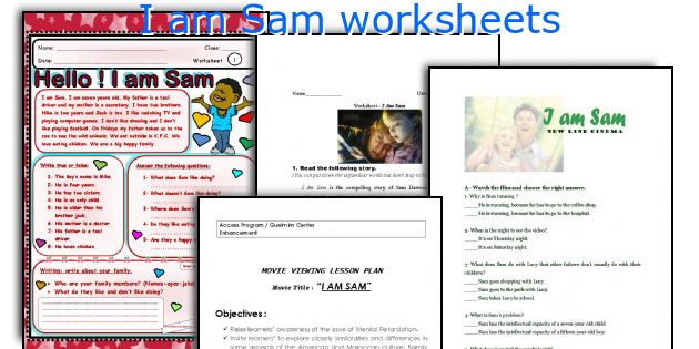 I am Sam worksheets