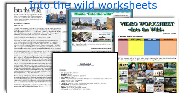 Into the wild worksheets