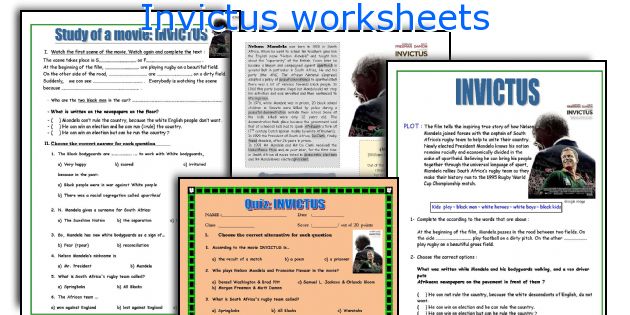 Invictus worksheets