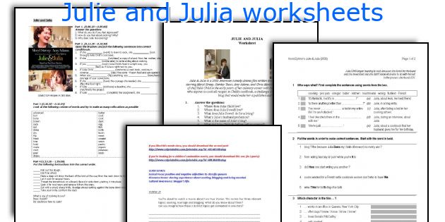 Julie and Julia worksheets