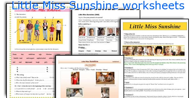 Little Miss Sunshine worksheets