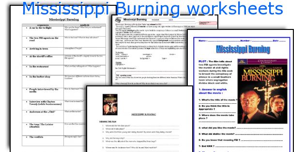 Mississippi Burning worksheets