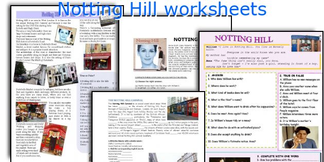 Notting Hill worksheets