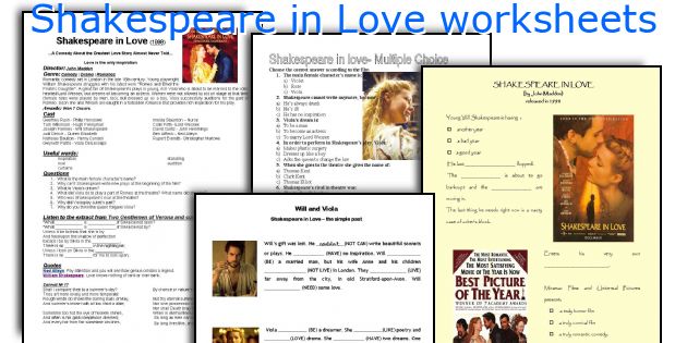 Shakespeare in Love worksheets