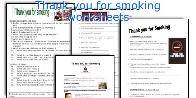 Thank you for smoking worksheets