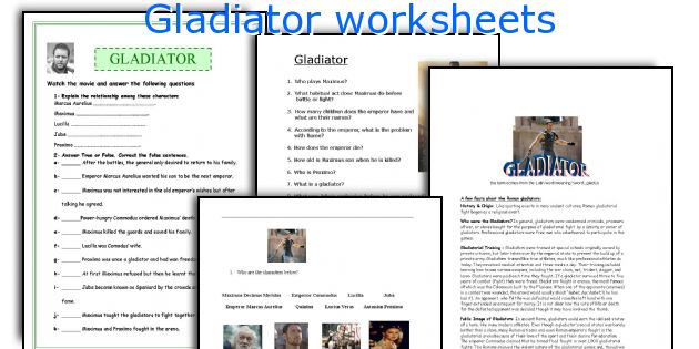 Gladiator worksheets